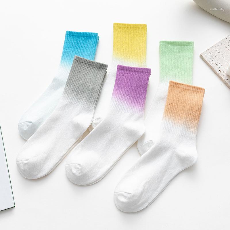 

Women Socks Tie-dye Women's Mid-Tube Summer Color Cotton High-tube Sweat-absorbent Street Fashion, Gj-ec086