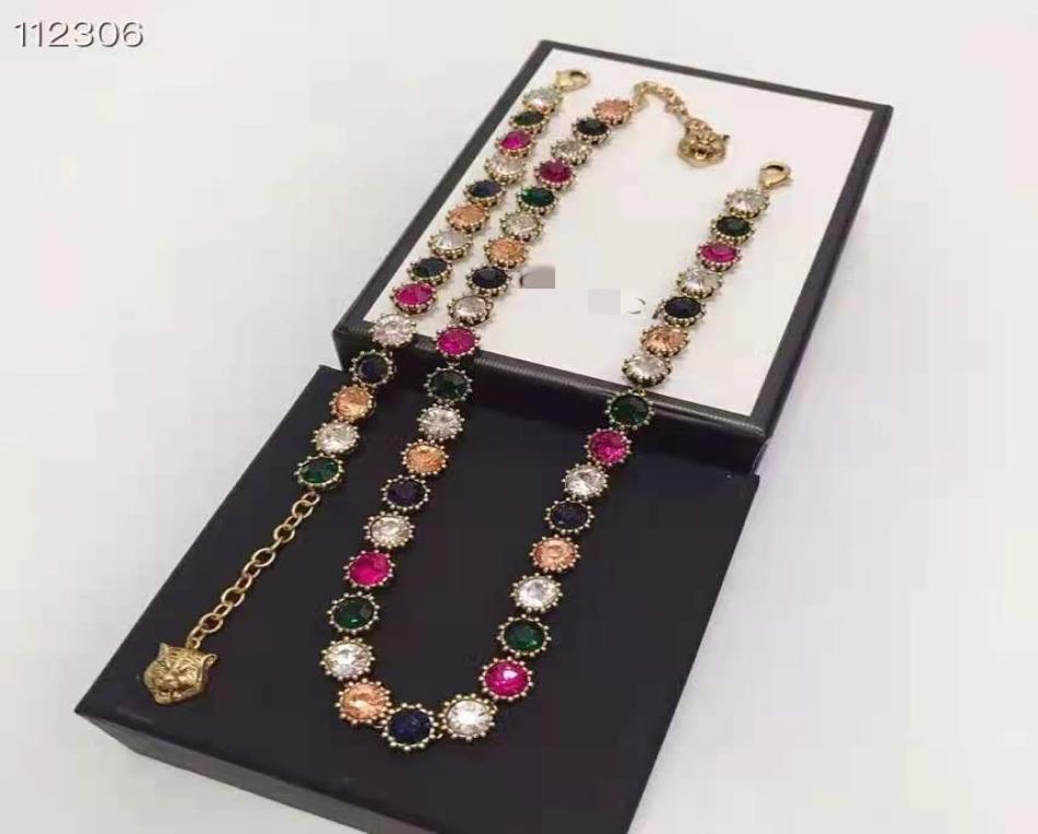 

new full color neckchain Necklace net red double tiger head high version9729822