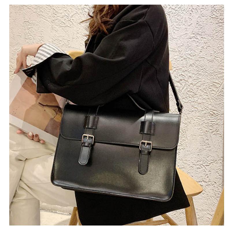 

Evening Bags Messenger Women PU Leather Crossbody Travel Buckle Shoulder Bag Brand Handbag, Black