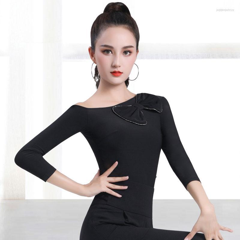 

Stage Wear Excellent Quality Latin Dance Leotard Female Sexy Performance Dancing Shirt Ballroom Cha Samba Practice Clothes, See chart