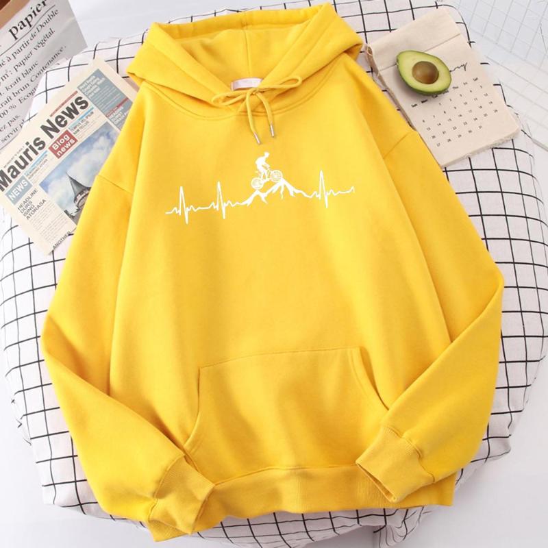 

Men' Hoodies Mountain Bike Heartbeat Funny Mtb Dirt Men' Hoodie Fashion Daily Quality Clothing Vintage Loose Clothes, Beige