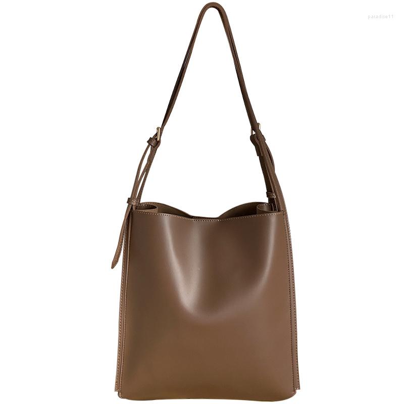 

Evening Bags Bucket Bag 2023 Korean Ins Tote Women's Messenger Simple One Shoulder Large Capacity, Brown