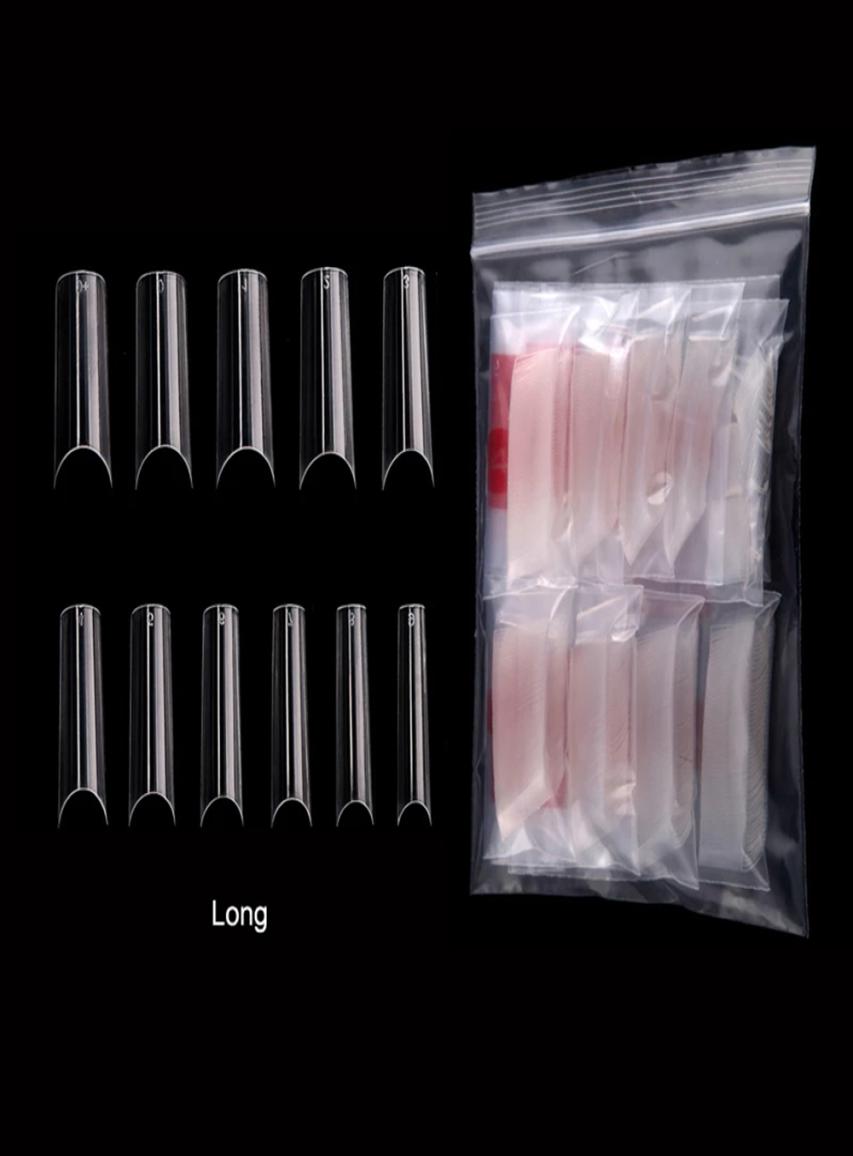 

550 Pcsbag ExtraLong False Nail Tips C Curved Full Cover Fake Nail Tip Clear Nature Acrylic Nails DIY Salon Manicure Supply9471068, Black