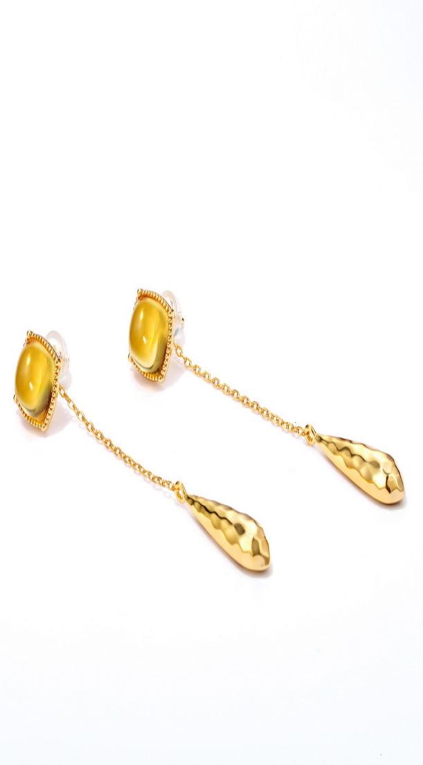 

Japanese and Korean luxury long water drop tassel geometric Earrings women039s 925 silver Topaz in duplicate9008270