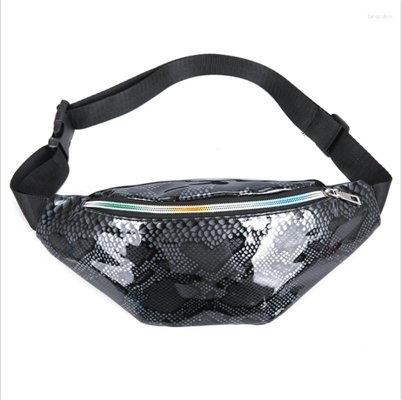 

Waist Bags Women Casual Diamond Pattern Fanny Pack Lady Portable Shiny PU Leather Belt Bum Bag Phone Pocket, Black