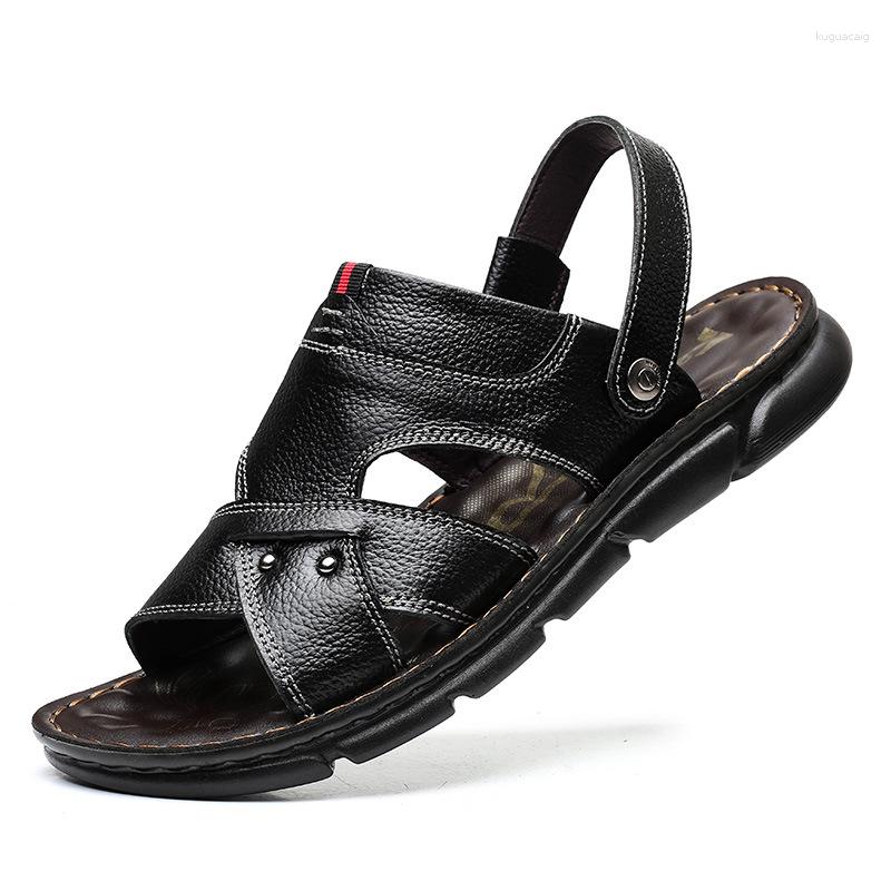 

Sandals Summer Men's Casual Beach Shoes Wear Non Slip Slippers Outside Wl-Q054, Black