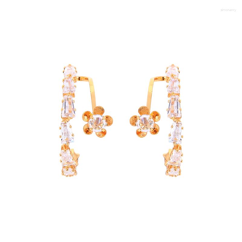 

Dangle Earrings Cute Romantic Korean Gold Color Zircon Flower Drop For Women Gifts Charming Date Gift Earring Handmade Classic