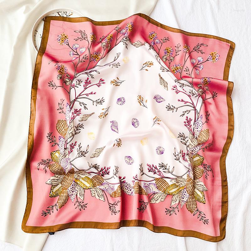 

Scarves 70cm Small Square Scarf Female 2023 Floral Print Silk Professional Bib Simple Shawl Wholesale