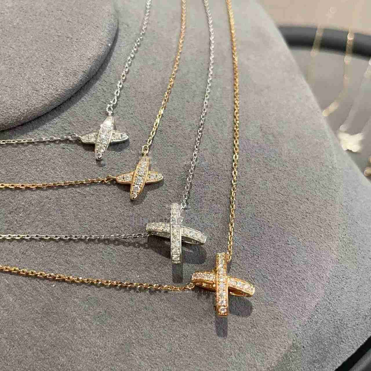 

Necklace Jewelry Wang Ziwen's Luxury Cross Necklace Silver Girl Summer Net Red X White Fritillaria Four-leaf clover 18k Rose Gold