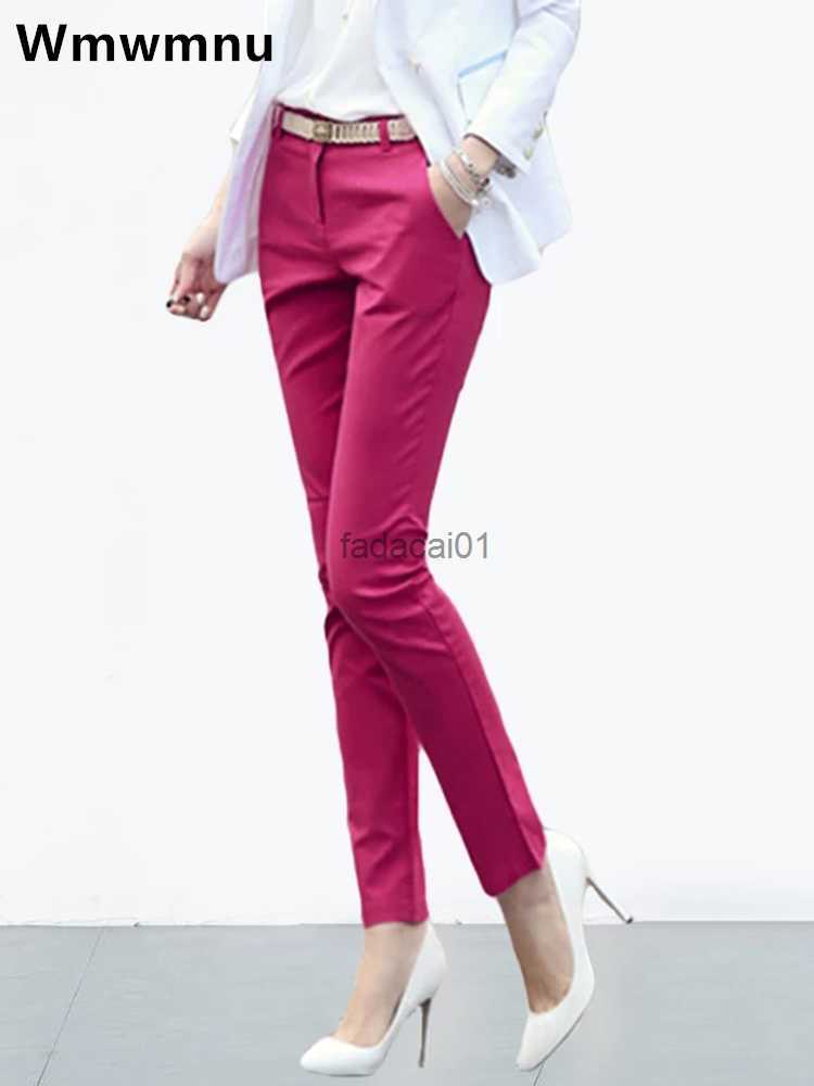 

S4xl Big Size Womens Formal Office Pencil Pants 2023 New Elegant Ladies OL Work Pantalones Casual Elastic Cotton Slim Trousers L230621, White