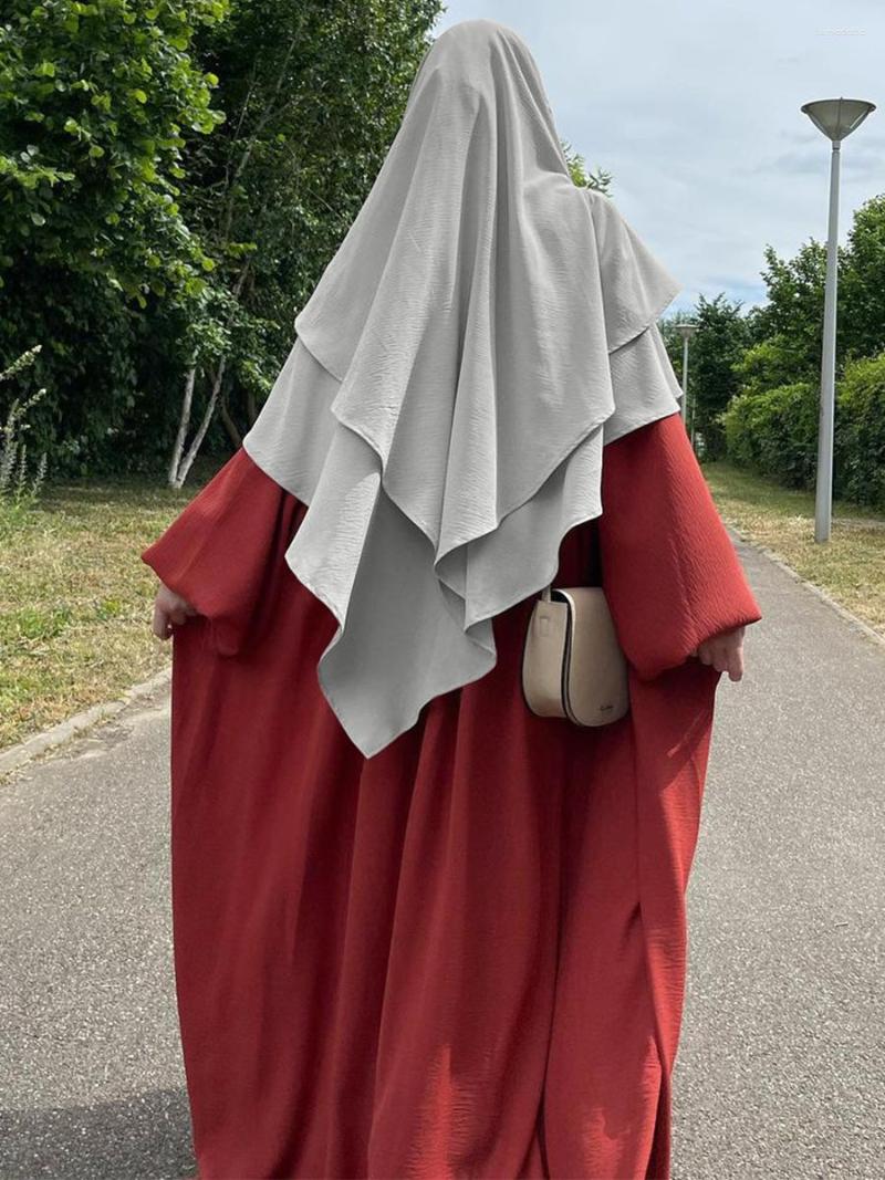 

Ethnic Clothing Scarf For Muslim Woman Double Plain Islamic Hijab With Chin Part Quality Shawls Scarves Sell Headscarf Ramadan Pray Hats