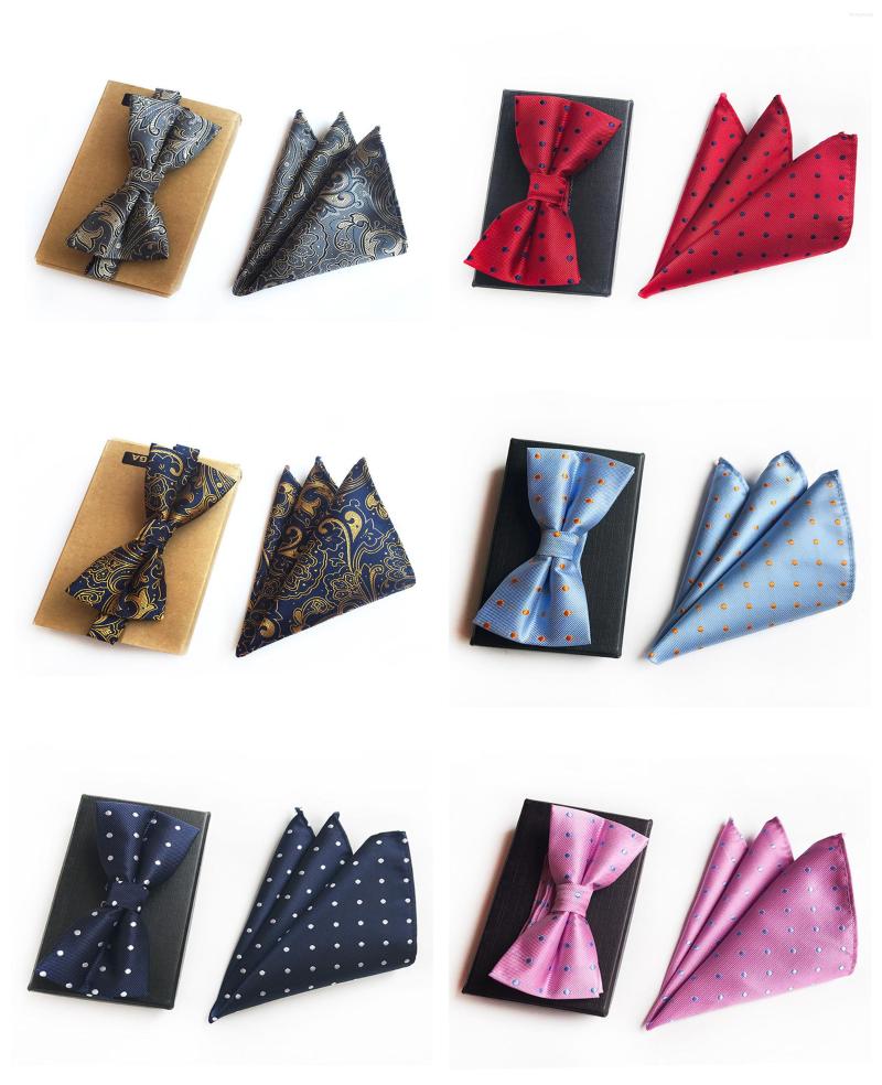 

Bow Ties High Quality Polyester Silk Suit Groom Groomsmen Wedding Bowtie Handkerchief Wild Tie Pocket Towel Set