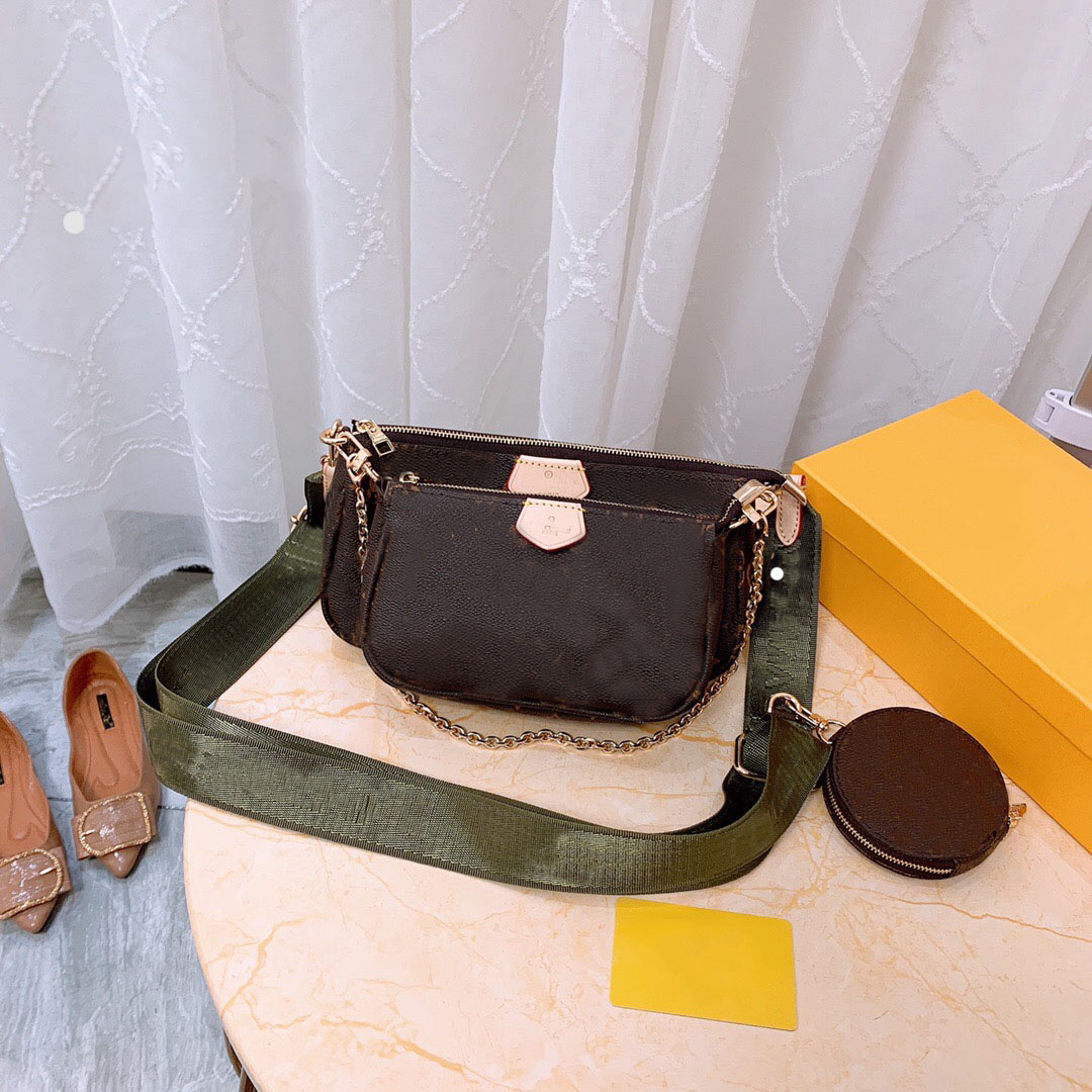 

High quality shoulder bag designer crossbody bags for women multi pochette three in one handbag genuine leather fashion luxury bags serial number with orange box, Blue