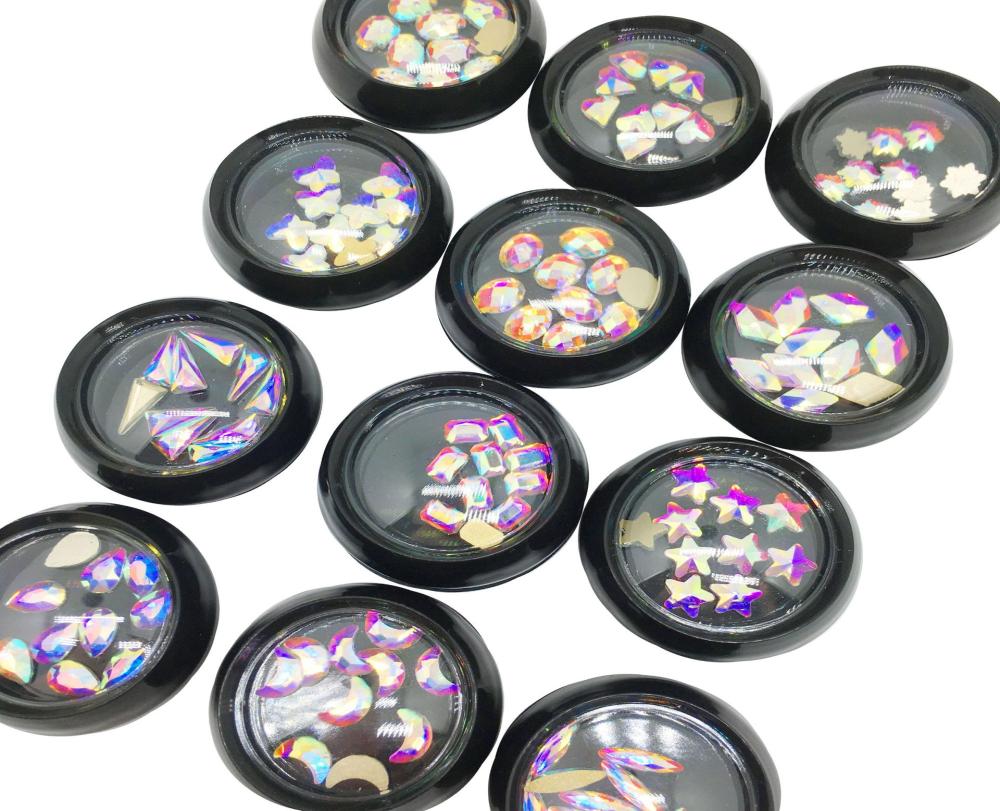 

1 Box 3D Rhinestones Nail Art Decorations Crystal Jewelry Gold AB Shiny Stones Charm Glass DIY Manicure Accessories6753170