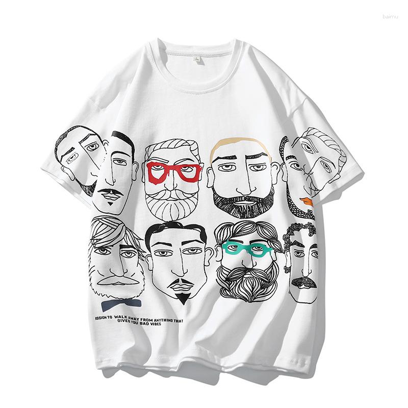 

Men's T Shirts Summer Fashion Round Neck Tide Brand Creative Cartoon Short-sleeved T-shirt Men's Hong Kong Style Loose Casual Pullover, Black