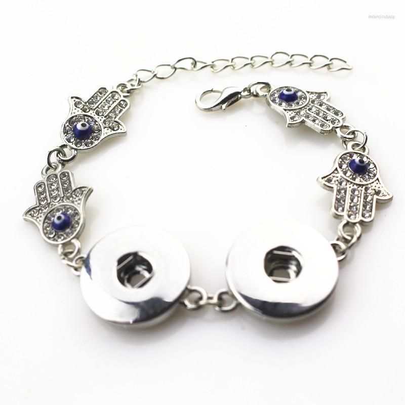 

Bangle Arrive 6pcs/lot Crystal Hamsa Hand Snap Button Bracelet Fit 18mm Ginger Snaps Jewelry For Woman Bangles Diy