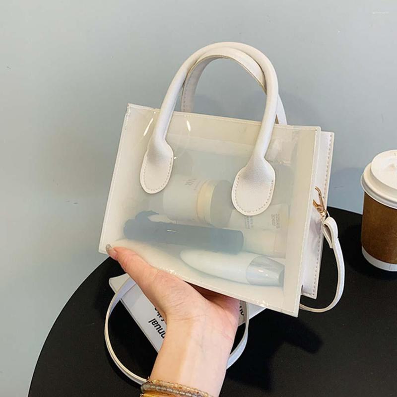 

Evening Bags Jelly Color PVC Crossbody Tote Women Luxury Designer Transparent Shoulder Bag Female Fashion Clear Handbag Stadium Approved, Beige