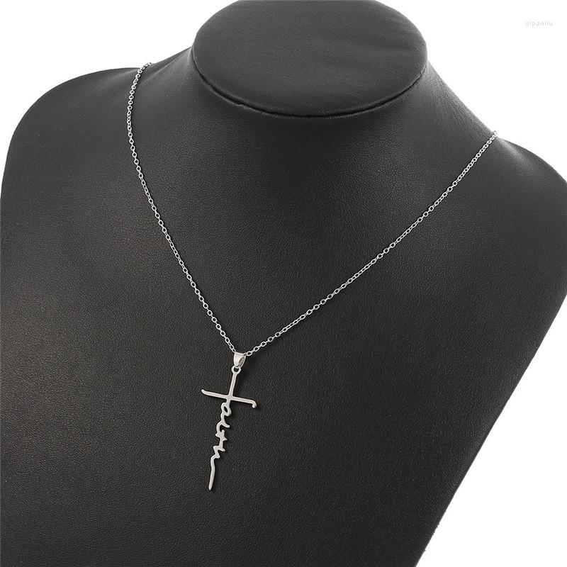 

Pendant Necklaces European Titanium Stainless Steel Faith Jesus Cross Necklace