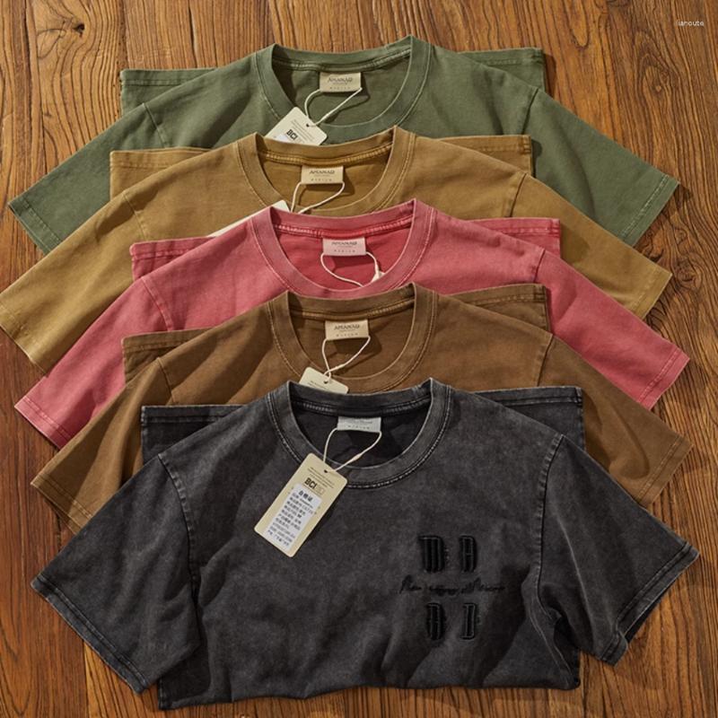 

Men's T Shirts Heavy-Duty Vintage Washed Short-Sleeve T-Shirt Loose-Fit American Casual Tee, Black