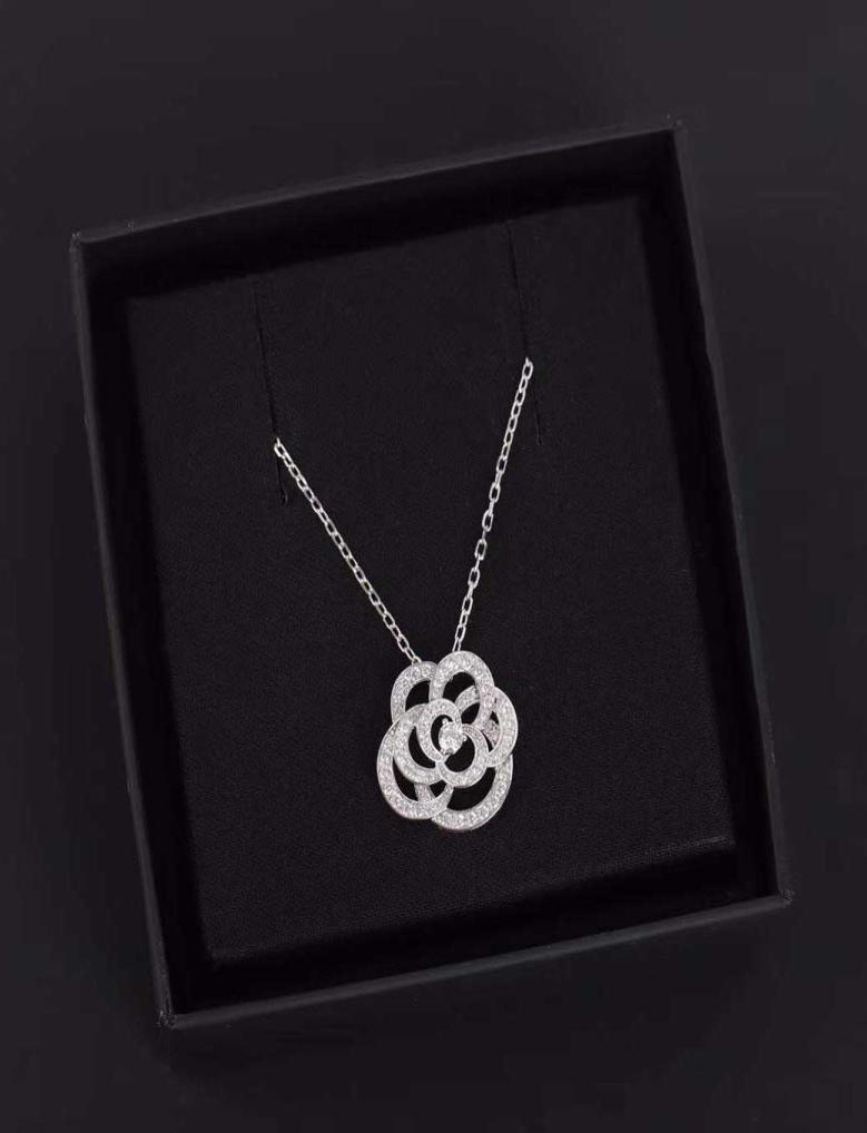 

S925 Silver Top quality hollow design flower with diamond for women wedding jewelry gift have box and stamp PS41358489671