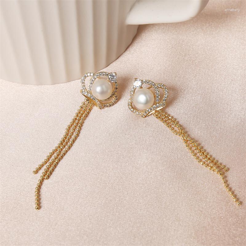 

Stud Earrings WeSparking Cute Zircon For Women 925 Silver Needle Gold Plated Shiny Fresh Water Pearl Royal Crown Fashion Jewelry Gift
