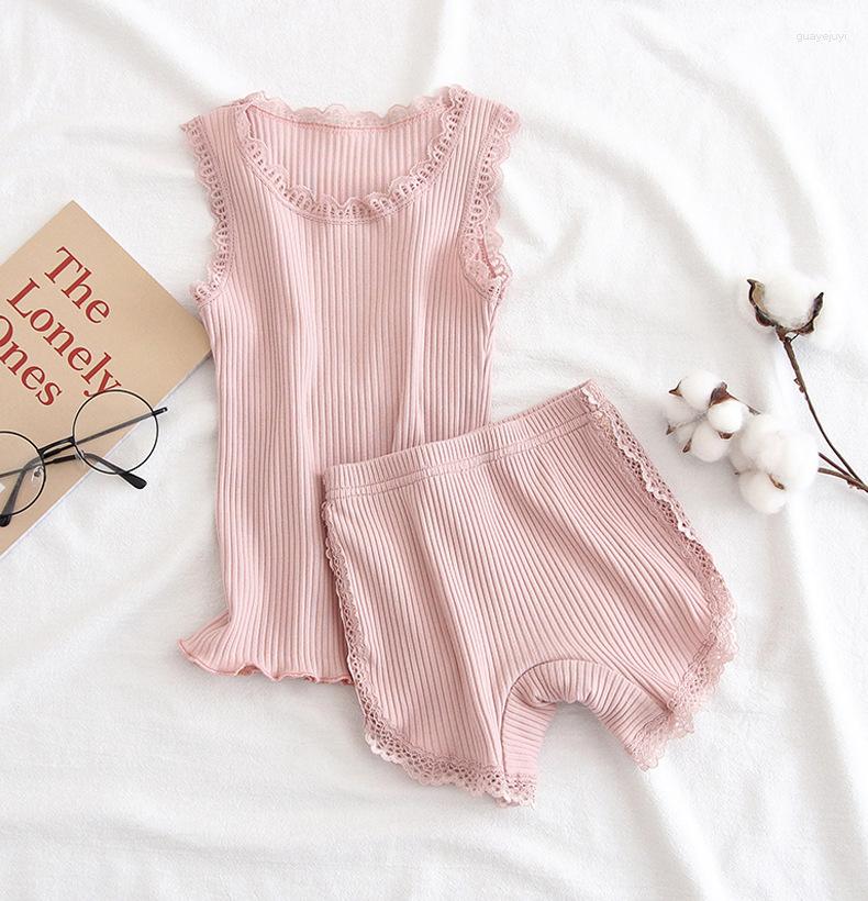 

Clothing Sets Girls Set Summer Kids Lace Vest Top And Shorts 2Pcs Outfits Sleeveless Childen Casual Clothes, Black