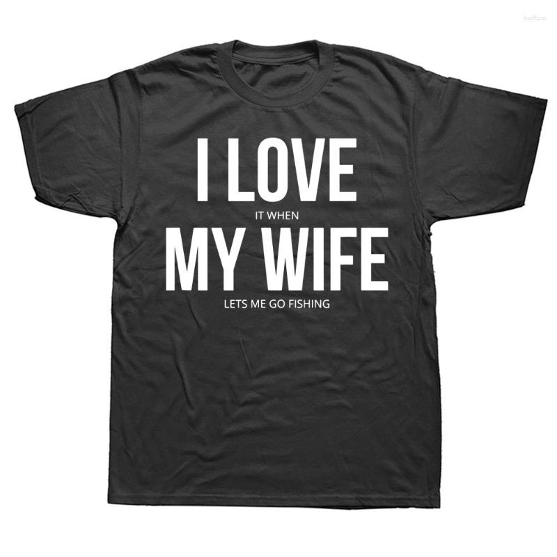 

Men's T Shirts Novelty I Love When My Wife Lets Me Go Fishing Graphic Streetwear Short Sleeve Gifts Father Daddy Husband T-shirt, Pueple