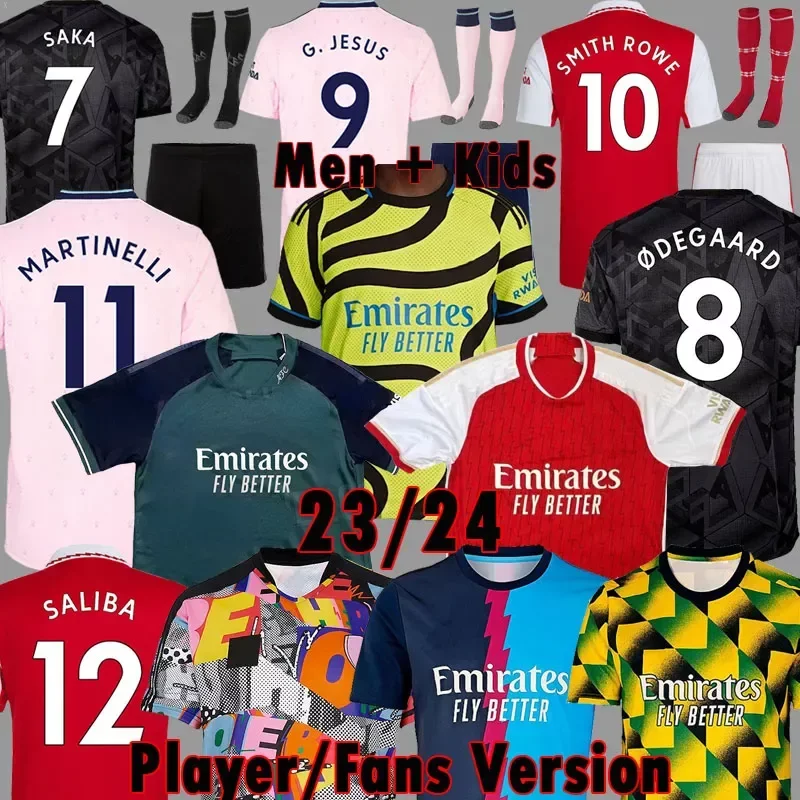 

22 23 24 Fans Player Version Soccer Jerseys SALIBA Gunners MARTINELLI G. JESUS ARSen Love Unites Jersey SAKA All Football Shirt Kid Football Jersey Equipment SPR, 22 23 home aldult player epl