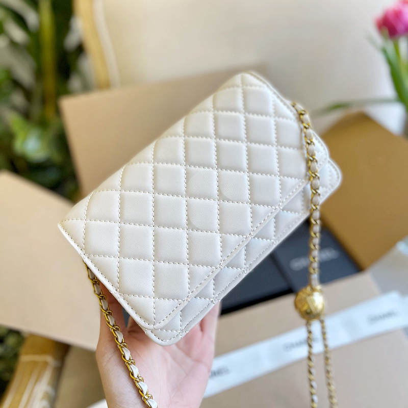 

High Quality Designer Crossbody Summer Purse Hobos Luxury Diamond Lattice Soft Shoulder Bag Woc ss21 Flap Leather Adjustable Chain Wallet Bags Channel Size 20cm, Black 17x14cm