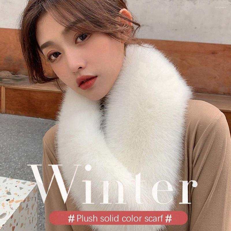 

Scarves 70cm Imitation Artificial Fur Scarf Winter Warm Hair Collar Thickened Solid Color Shawl Female Wool Bib
