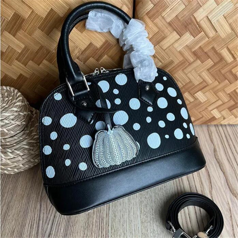 

2023 Designer Bag Alma BB Handbag EPI Leather Shellbag Infinity Dots Yayoi Kusama Fashion Crossbody Shoulderbag Classic Dinner Tote For, Red