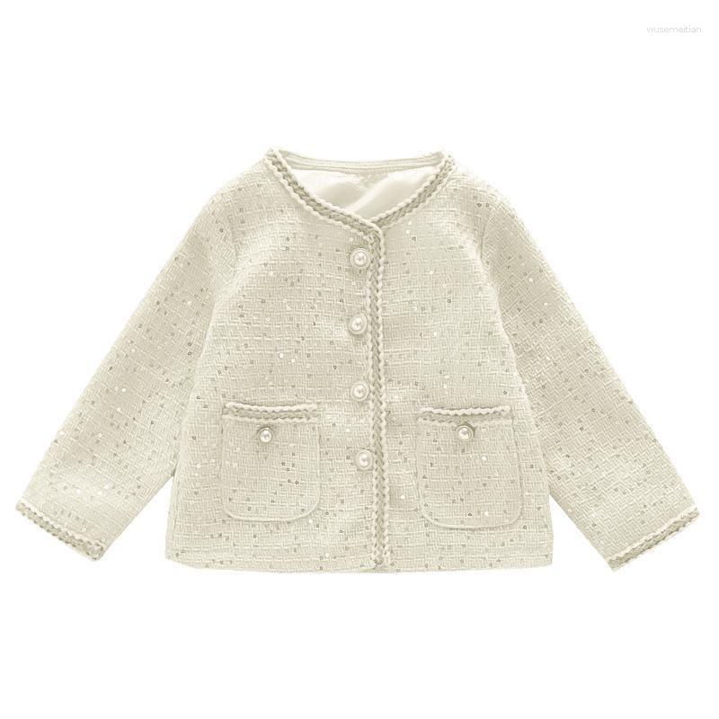 

Jackets Baby Girls Coat Autumn Sequined Children Cardigan Outerwear For 2-7Y, Beige