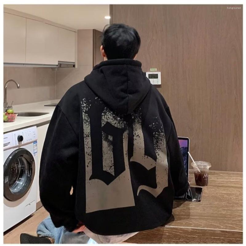 

Men's Hoodies -8XL Women And Men Pullover Hoodie Oversized Sweatshirt Korean Sweater Loose Harajuku Printed Long Sleeve Couple Clothes, Black
