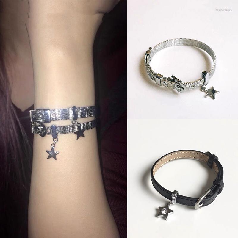 

Link Bracelets Korean Fashion Sweet Girls Star Charms Cute Punk Cool Harajuku Pentagram Bangles Bracelet For Women Party Club Jewelry