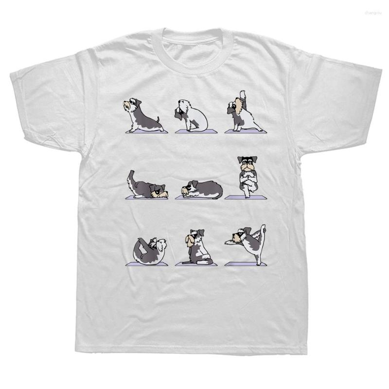 

Men's T Shirts Funny Miniature Schnauzer Yoga Pose Cotton Streetwear Short Sleeve Birthday Gifts Summer Style T-shirt Mens Clothing, White