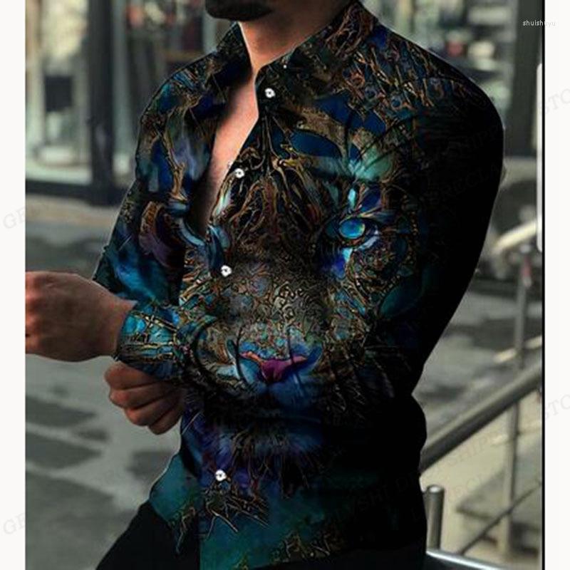

Men' Casual Shirts Wolf Hawaiian Animal 3d Printed Men Fashion Long Sleeve Beach Blouse Lapel Men' Clothing, Fsf5e232911g