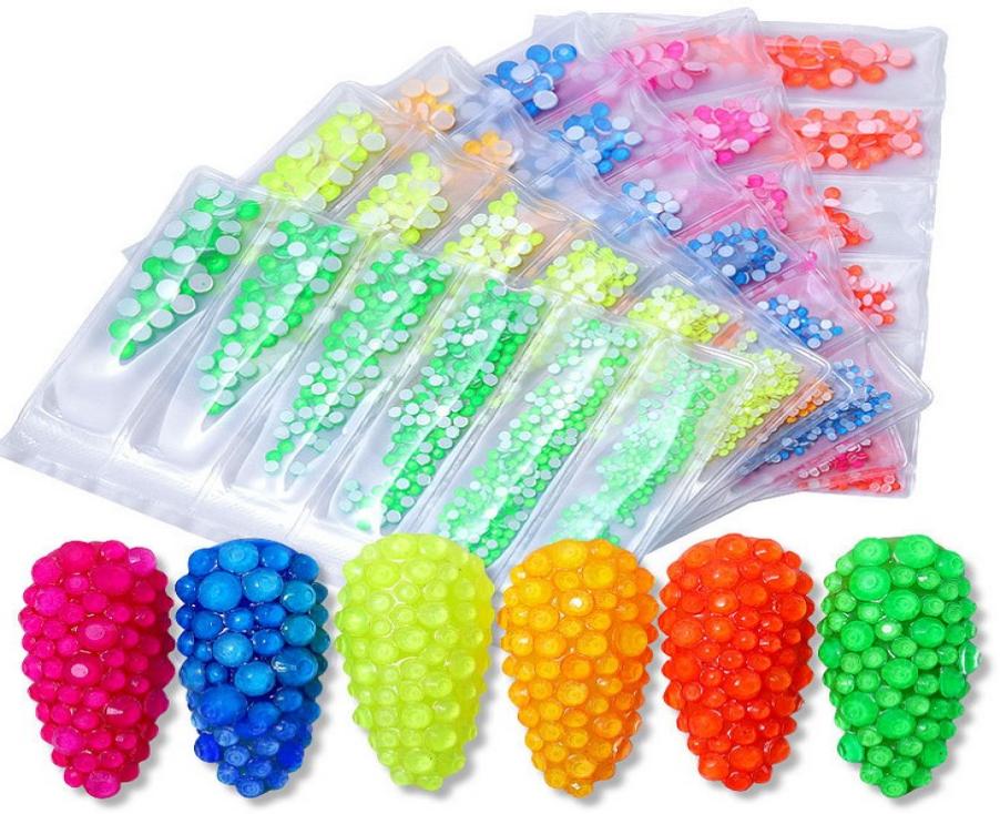 

DIY Nail Art Crystal Flat Bottom Multi Cutting Sided fluorescent Club Night Light Nail Art Rhinestone8871546