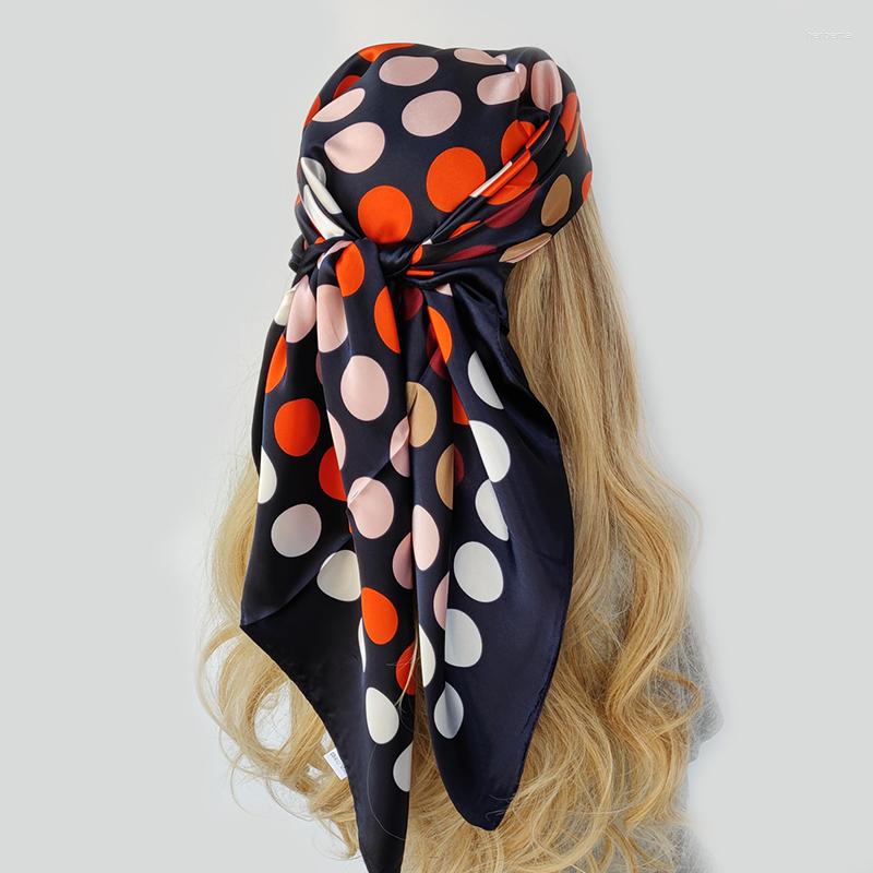 

Scarves 90 90cm Design For Women Shawl Print Silk Feeling Hijab Scarf Neckerchief Female Bandana Square Foulard Ladies Wrap