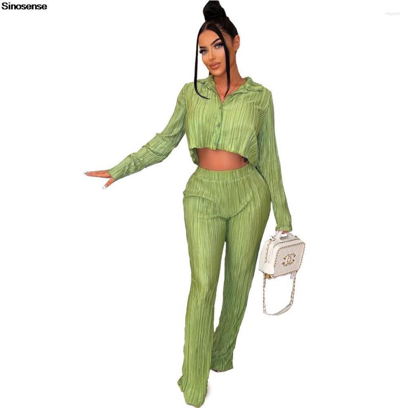 

Women's Two Piece Pants Women's Pleated 2 Set Button Down Long Sleeve Mini Blouse Shirt Straight Suit Ins Streetwear Club Party Outfits, 2 piece outfits 02