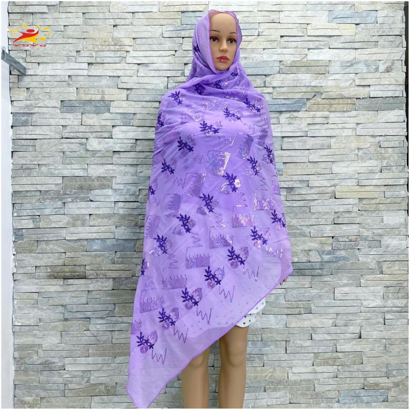 

Ethnic Clothing Summer Trends Big Muslim Women Hijab Sequin Embroidery Chiffon Soft Fabric African Scarf Party Outfits Turban Beauty Shawls