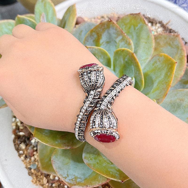

Bangle Sunspicems Vintage Bohemia Jewelry Turk Charm Bangles For Women Antique Gold Color Crystal Bride Wedding Bijoux Raym22