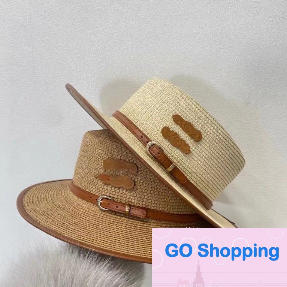 

Spring Sun-Proof Sun Protection Girl's Cap Fashion All-Match British Flat Straw Hat Belt Straw Tourist Hats