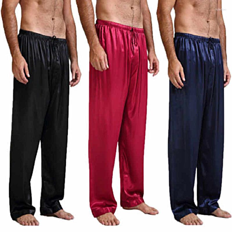 

Men's Sleepwear Men's Imitation Silk Satin Pajamas Nightwear Lounge Pants Casual Sleep Loose Bottoms For Men Nightdress, Pajamas short