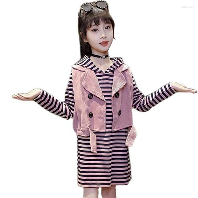 

Clothing Sets Girls Clothes Set Hoodies Dress For Striped Costumes Casual Style Children, 0291409-1