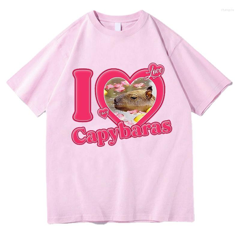 

Men's T Shirts I LOVE CAPYBARA Tshirt Summer Top Men Vintage White Shirt Harajuku Kawaii Grunge Tees Short Sleeve