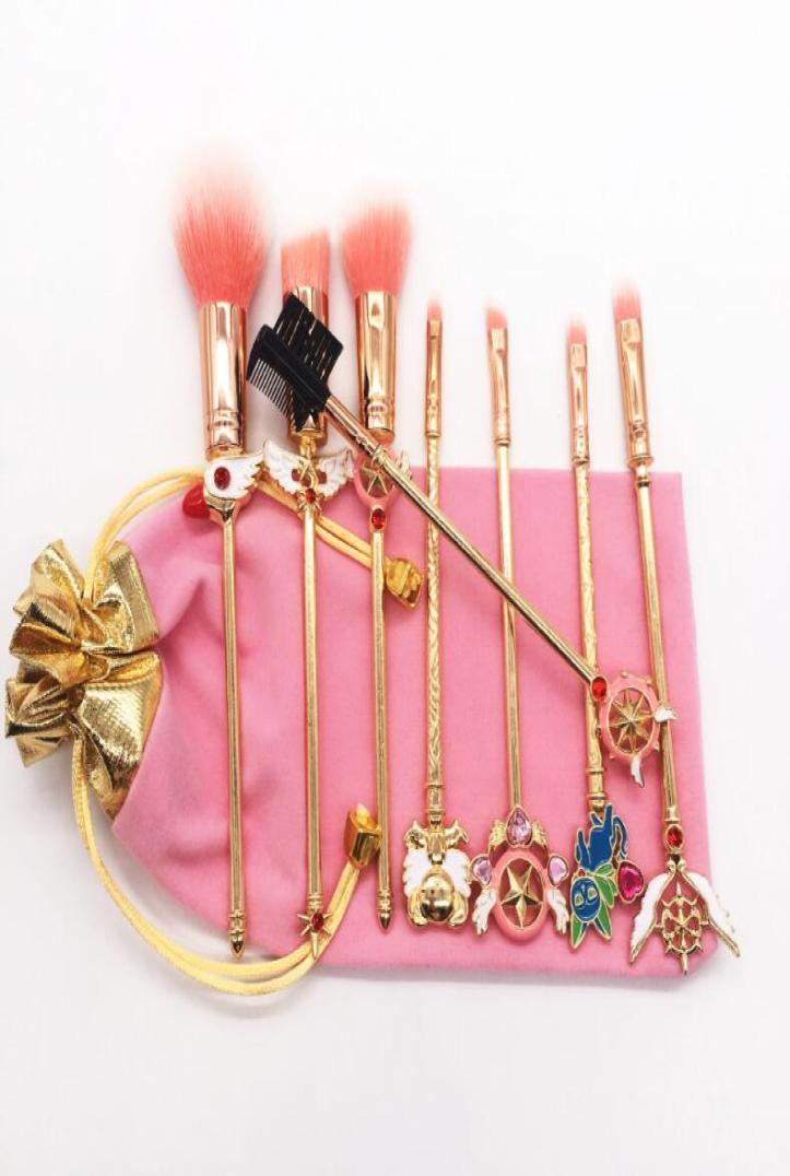

Brand 8PCS Makeup Brushes Set Sailor Moon Mermaid Metal Brushes Eyeshadow Highlighter Brush Eyebrow Blending Brush Cosmetics 8667165