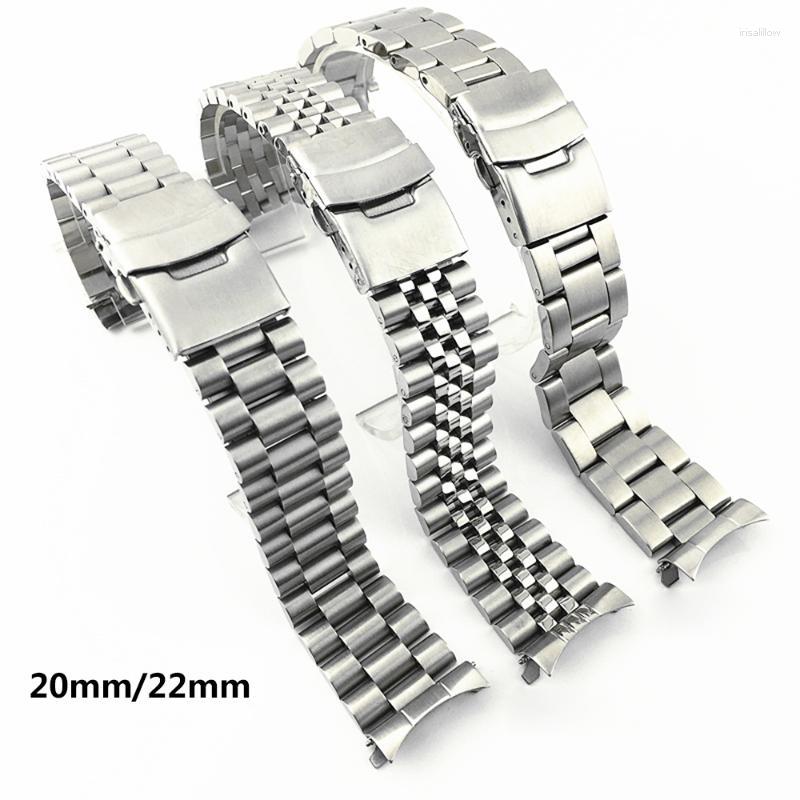 

Watch Bands 20mm 22mm Solid Stainless Steel Watchband Metal Curved End Diving Wrist Bracelet Band Accessories For SKX009 Strap