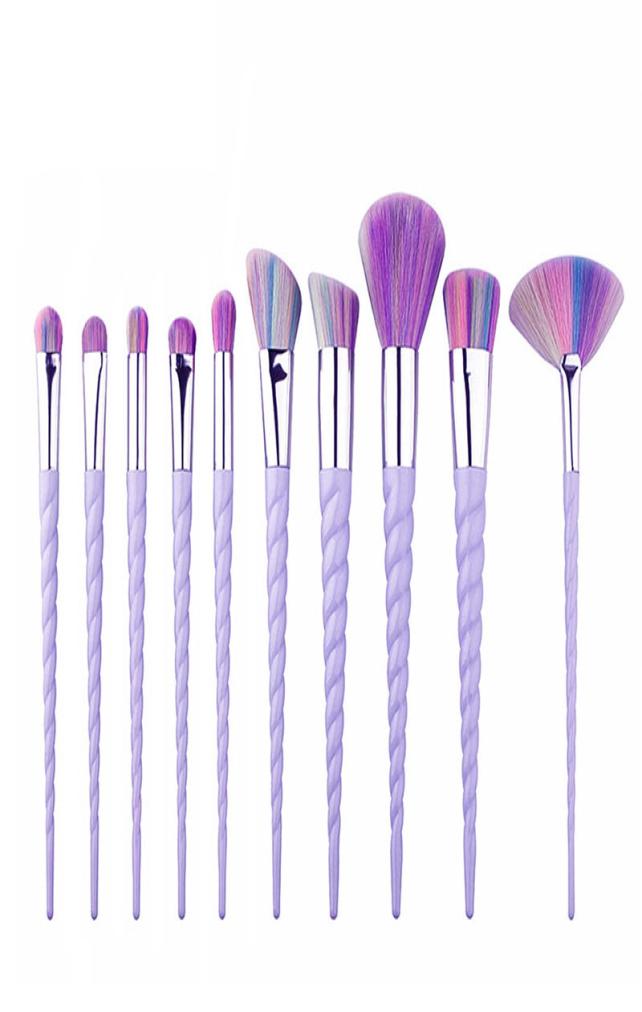 

10pcsset Cheapest Unicorn makeup brush unicorn cosmetic brushes colored nylon makeup set Colorful spiral handle beauty tools4193158