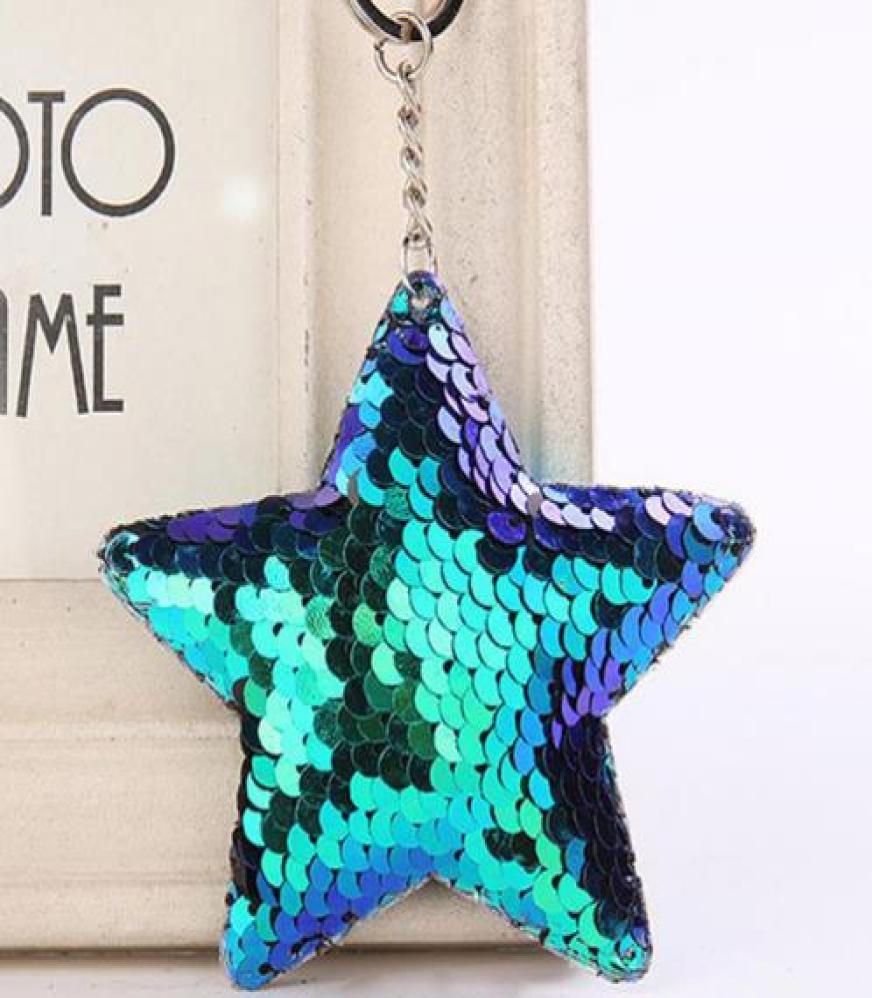 

Cute Star Keychain Glitter Pompom Sequins Key Ring Gifts for Women Llaveros Mujer Charms Car Bag Accessories Key Chain c7744845879