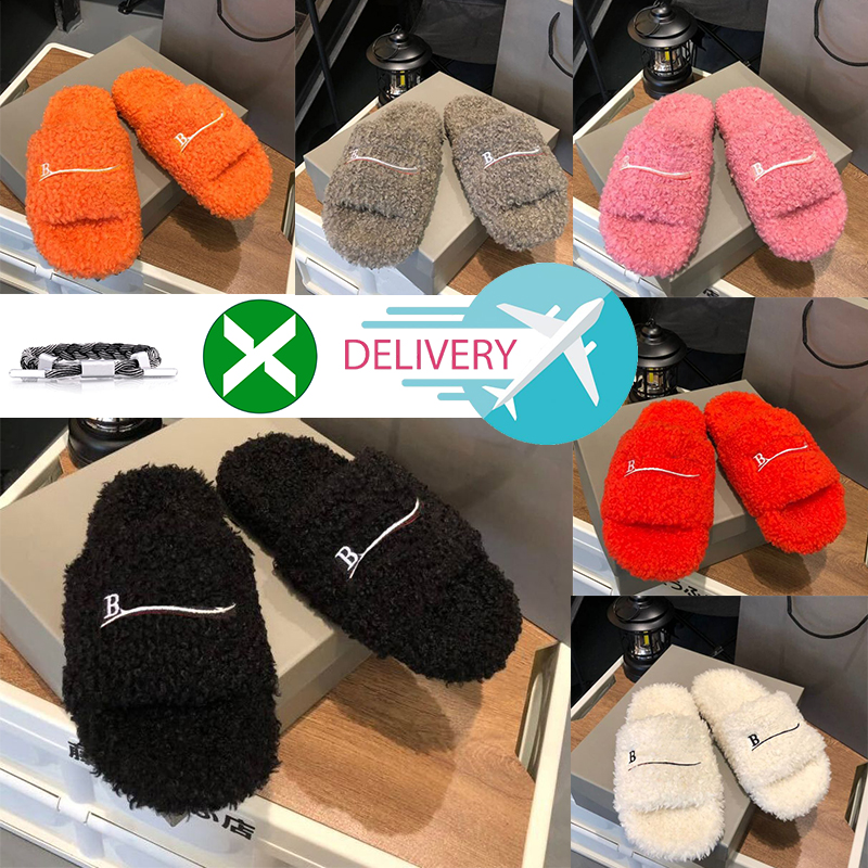 

2023 Luxurys designers Women Ladies wool Slippers Slides Winter fur Fluffy Furry Warm letters Sandals Comfortable Fuzzy Girl Flip Flop Slipper slide size 35-44, Color #2